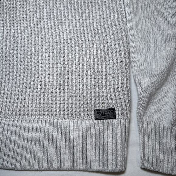 Outpost Makers Cable Knit Sweater Mens L The Buckle Shawl Collar Gray White NWT - Picture 2 of 15